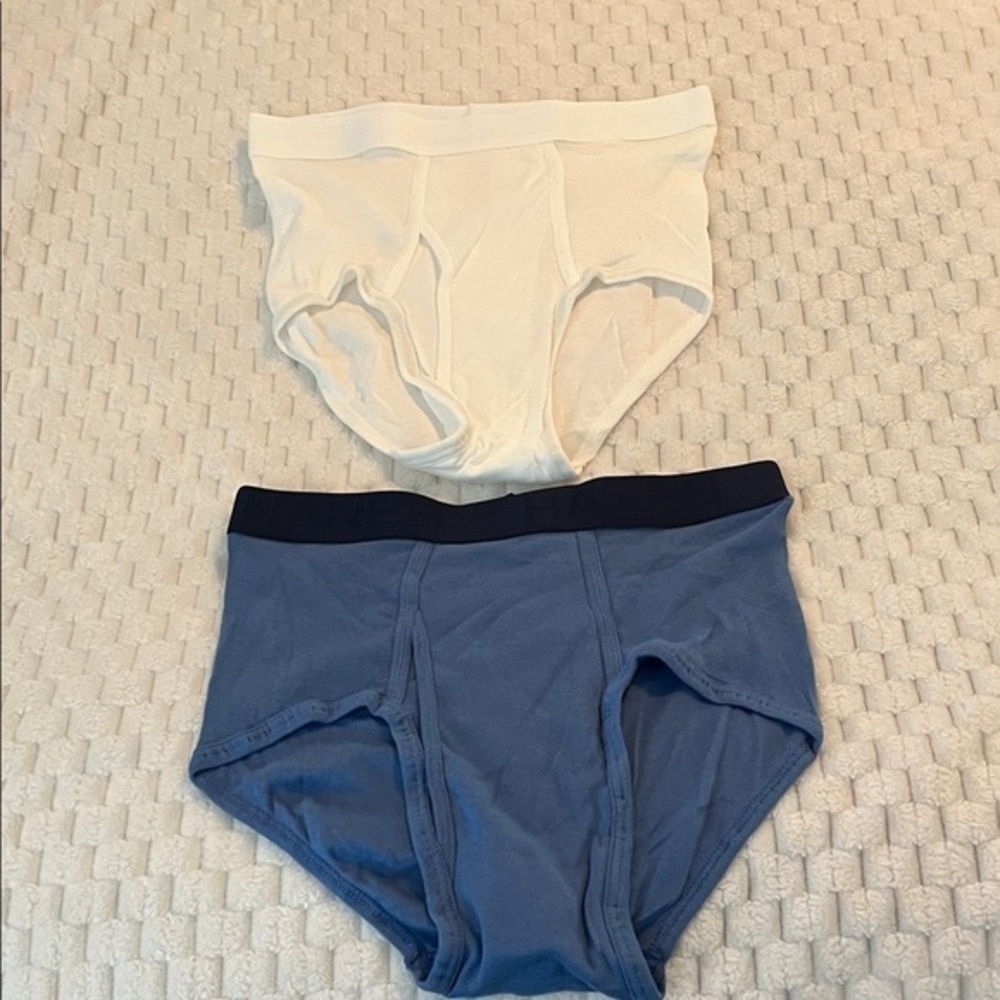 Hanes White and Blue Men's Briefs Size Medium NWOT